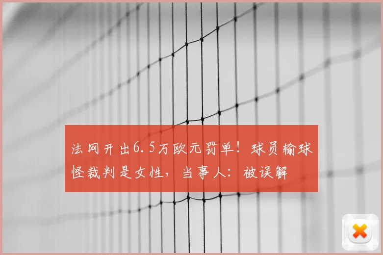 法网开出6.5万欧元罚单！球员输球怪裁判是女性，当事人：被误解